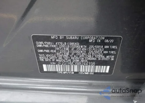 2021 Subaru Crosstrek Limited z USA, uszkodzony, nr VIN JF2GTHMCXM8244398